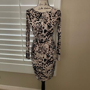 Jennifer Lopez Leopard Print Long Sleeve Dress